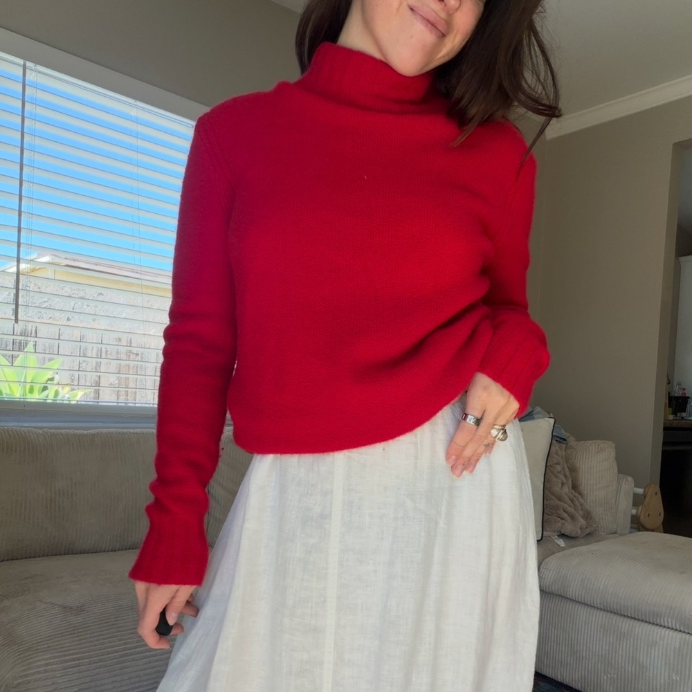 J. Crew Bright Red Turtleneck Sweater